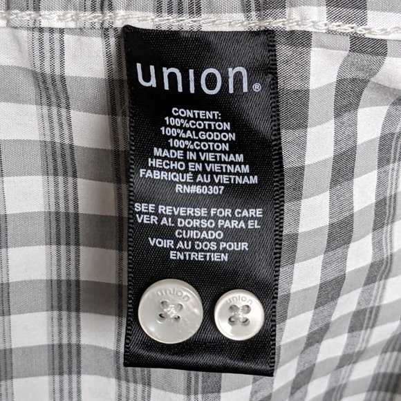 UNION* Men's Short Sleeve Button Down Curved Hem Chest Pocket‎ Shirt~ Size XL - Picture 6 of 11